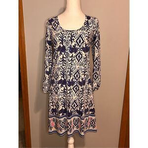 Lilly Pulitzer Ocean Ridge Shift Dress Batik Print Navy‎ White Pink S BIN P